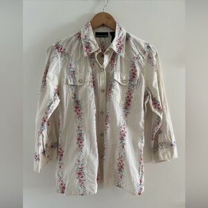 DKNY JEANS Country  Western Style Pearl Button Snap Front Long Sleeve 8 Y2K